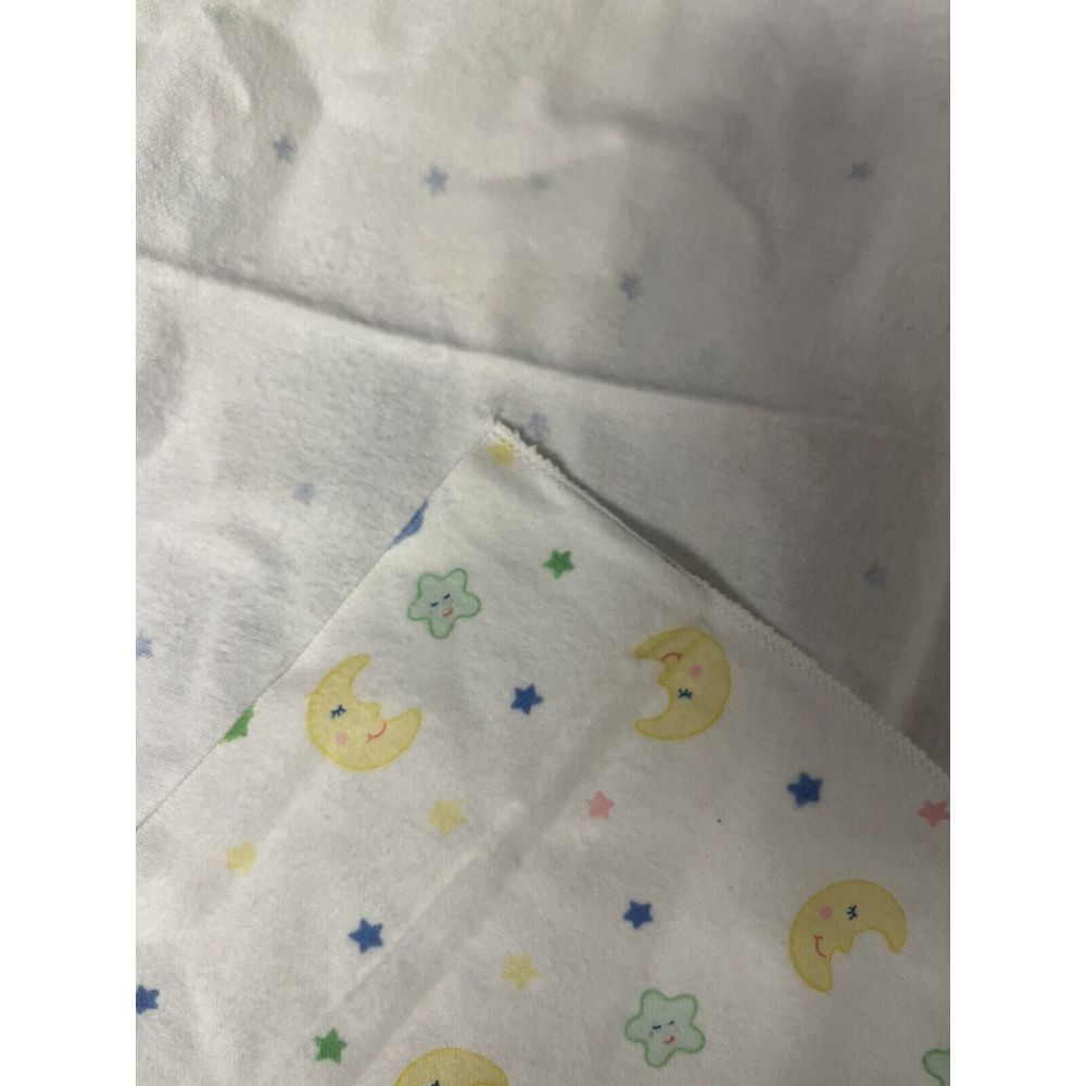 Vintage Circo Baby Receiving Blanket Moon Stars Faces Flannel 38"x33" Cotton USA - Picture 8 of 9
